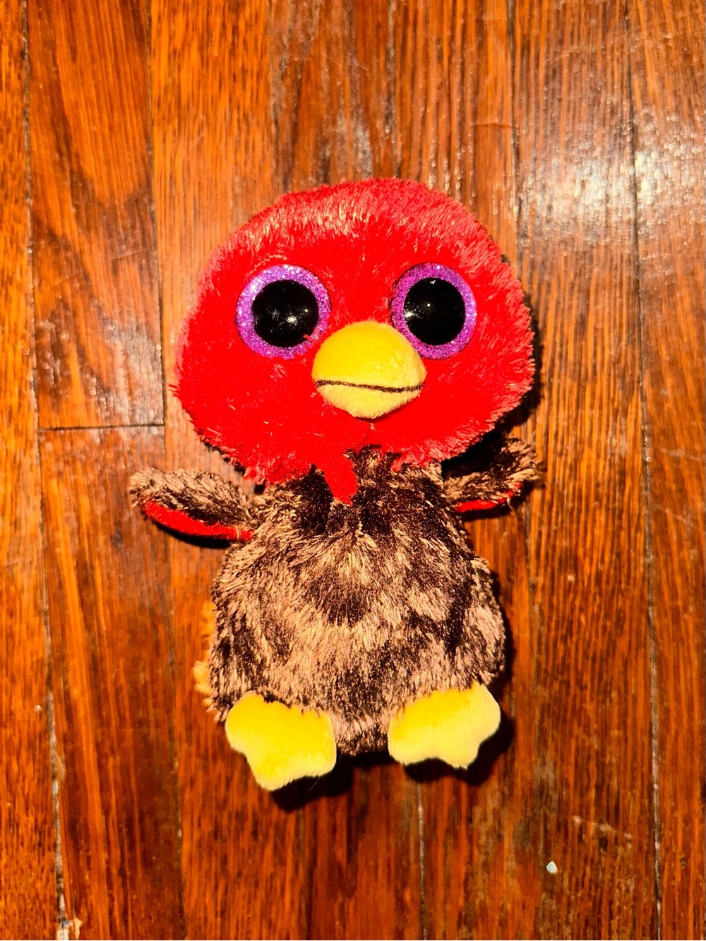 TY Beanie Boos Plush Gobbles Turkey Stuffed Animal Purple Sparkle Eyes 6" 2013